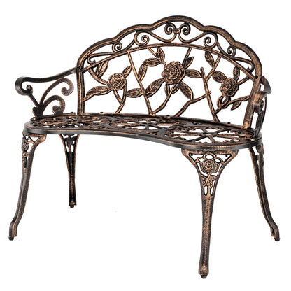 Antique bronze garden love bench for two