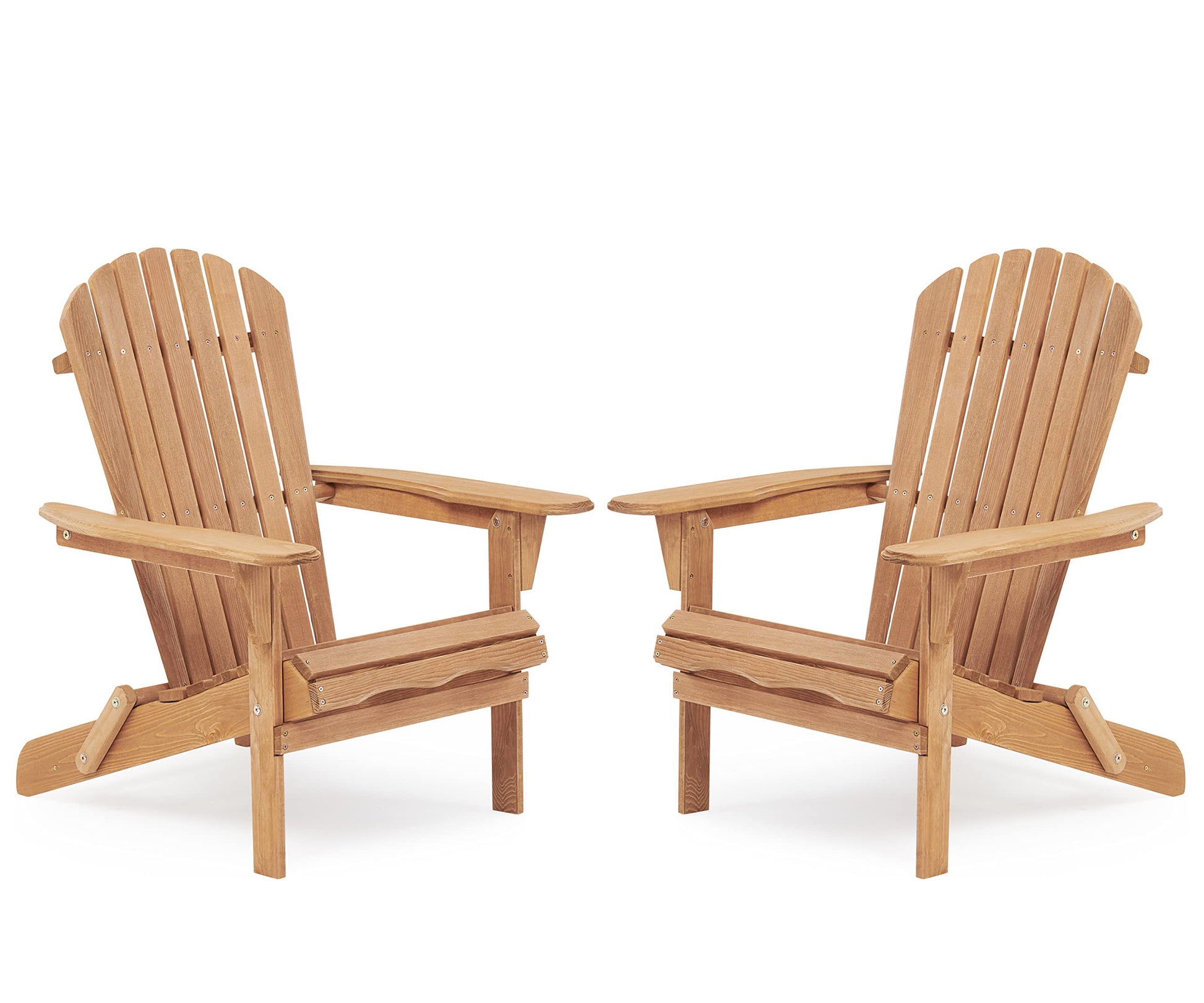 Two Brown Wooden Adirondack Chairs for Indoor/Outdoor Use