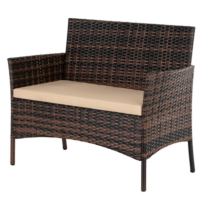 Cozy rattan loveseat sofa with cushions for extra comfort