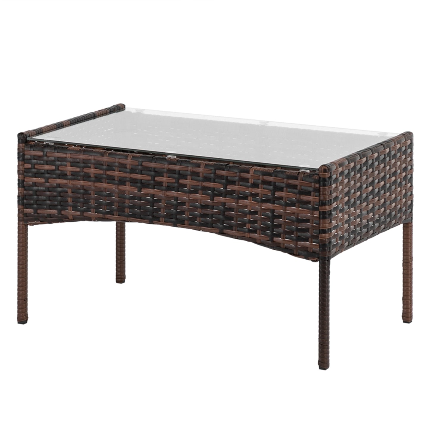 Stylish and durable rattan table with tempered glass top