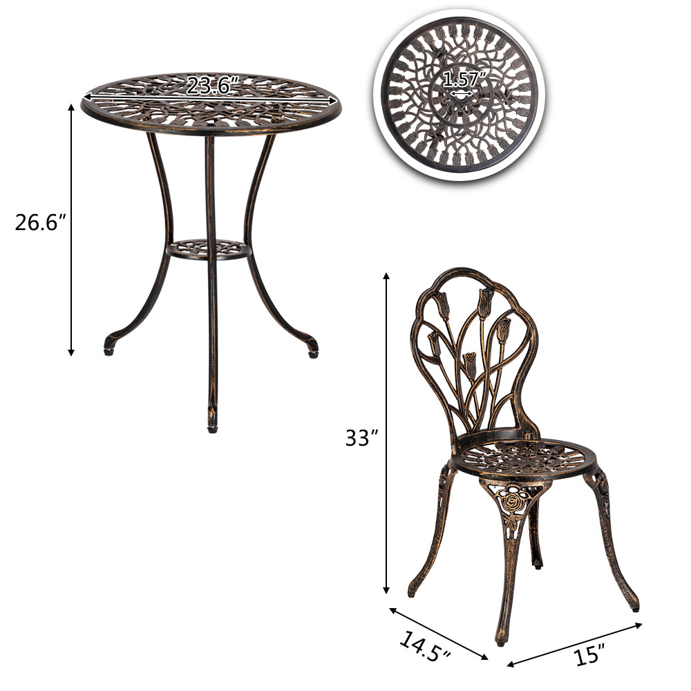 Coffee Bistro Table Set dimensions - fits in compact outdoor spaces