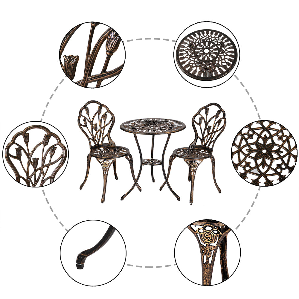 Coffee Bistro Table Set with intricate design details