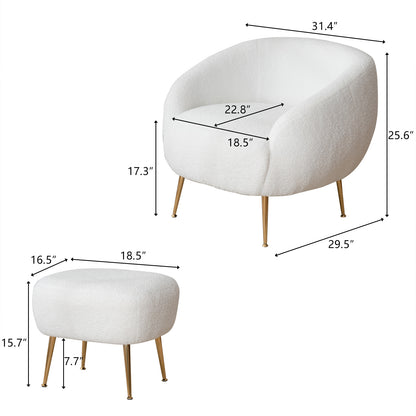 Dimensions of Plush Nest Barrel Chair Set Faux Fur White