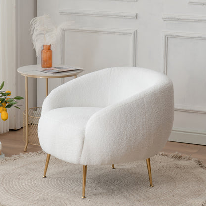 Only the chair of  Plush Nest Barrel Chair Set Faux Fur White