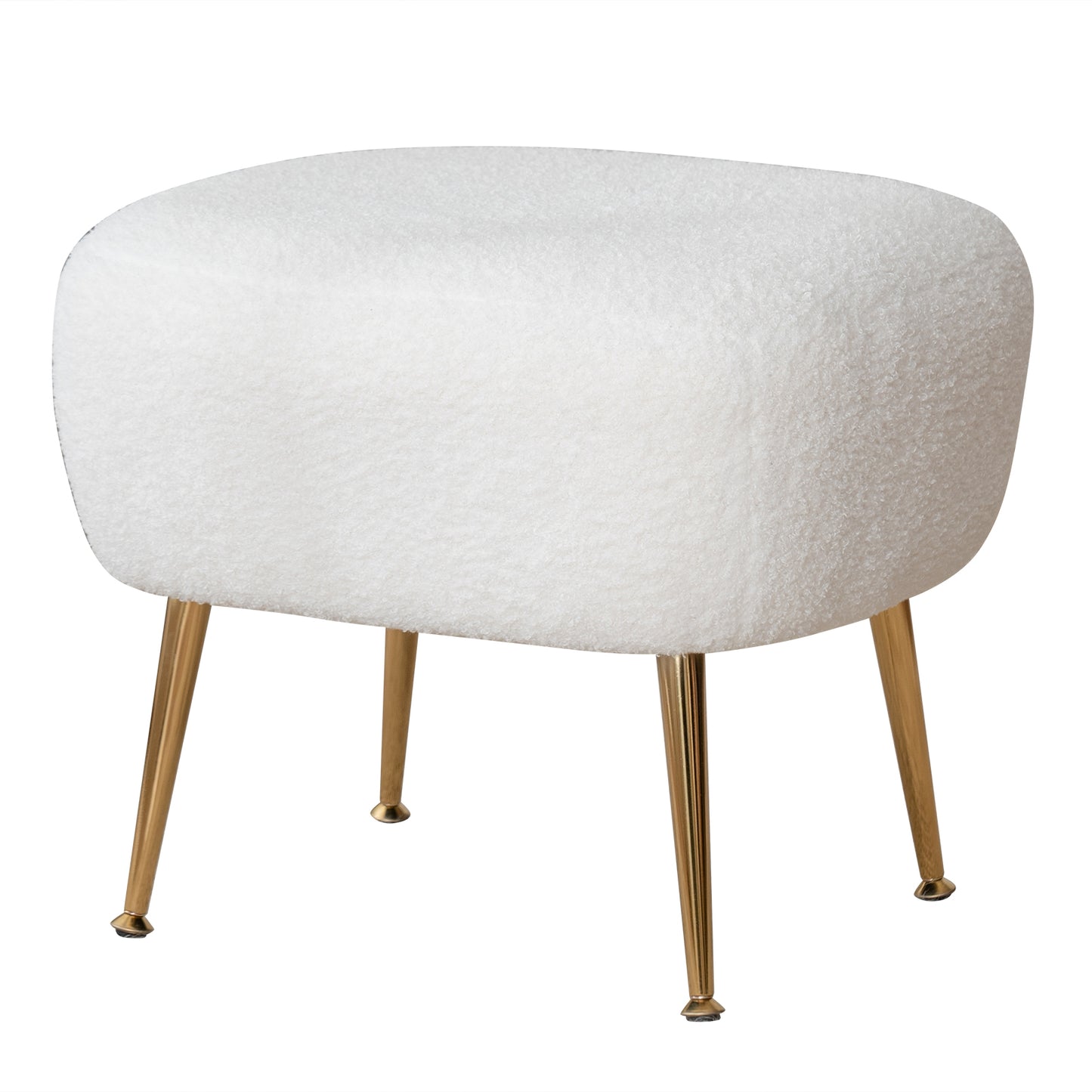 Only the ottoman of  Plush Nest Barrel Chair Set Faux Fur White