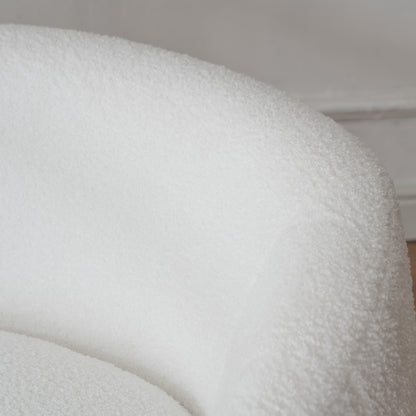 Up close view of Plush Nest Barrel Chair Set Faux Fur White