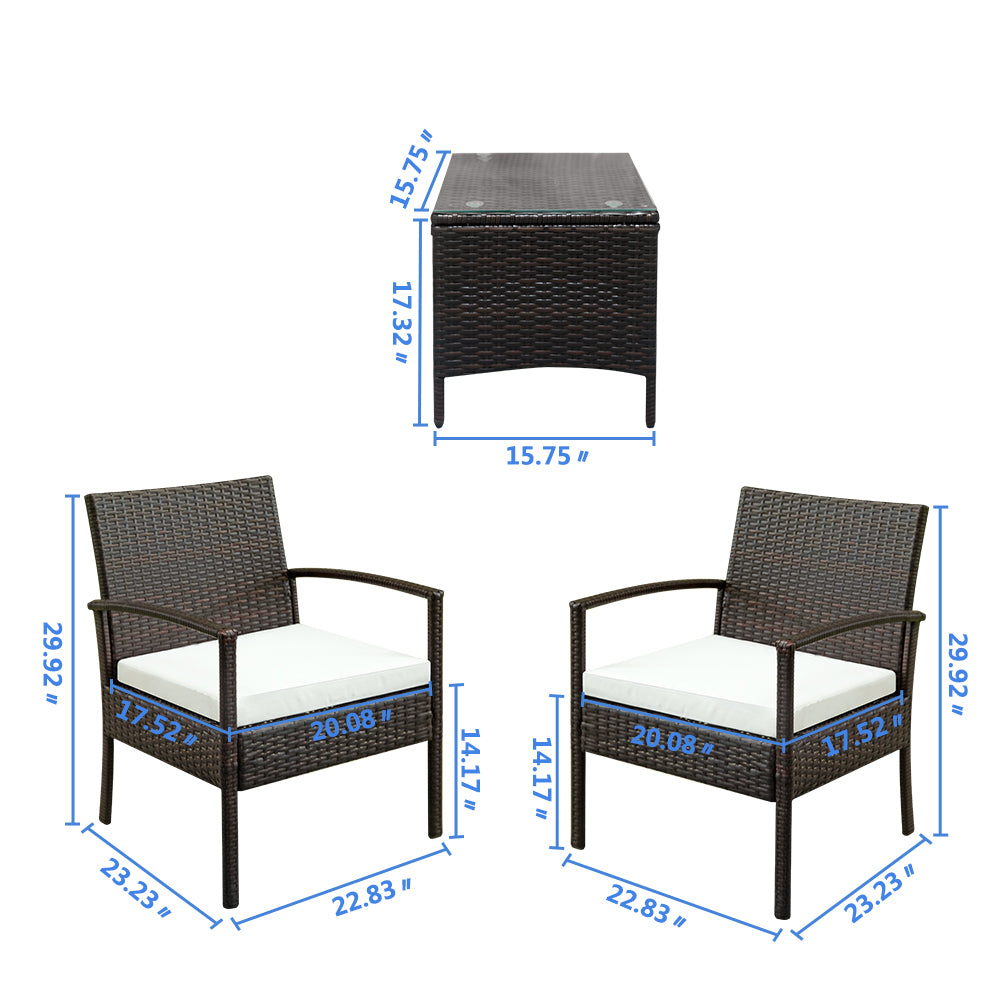 Dimensions of Stylish and Compact Outdoor Patio Set with Armchairs and Coffee Table