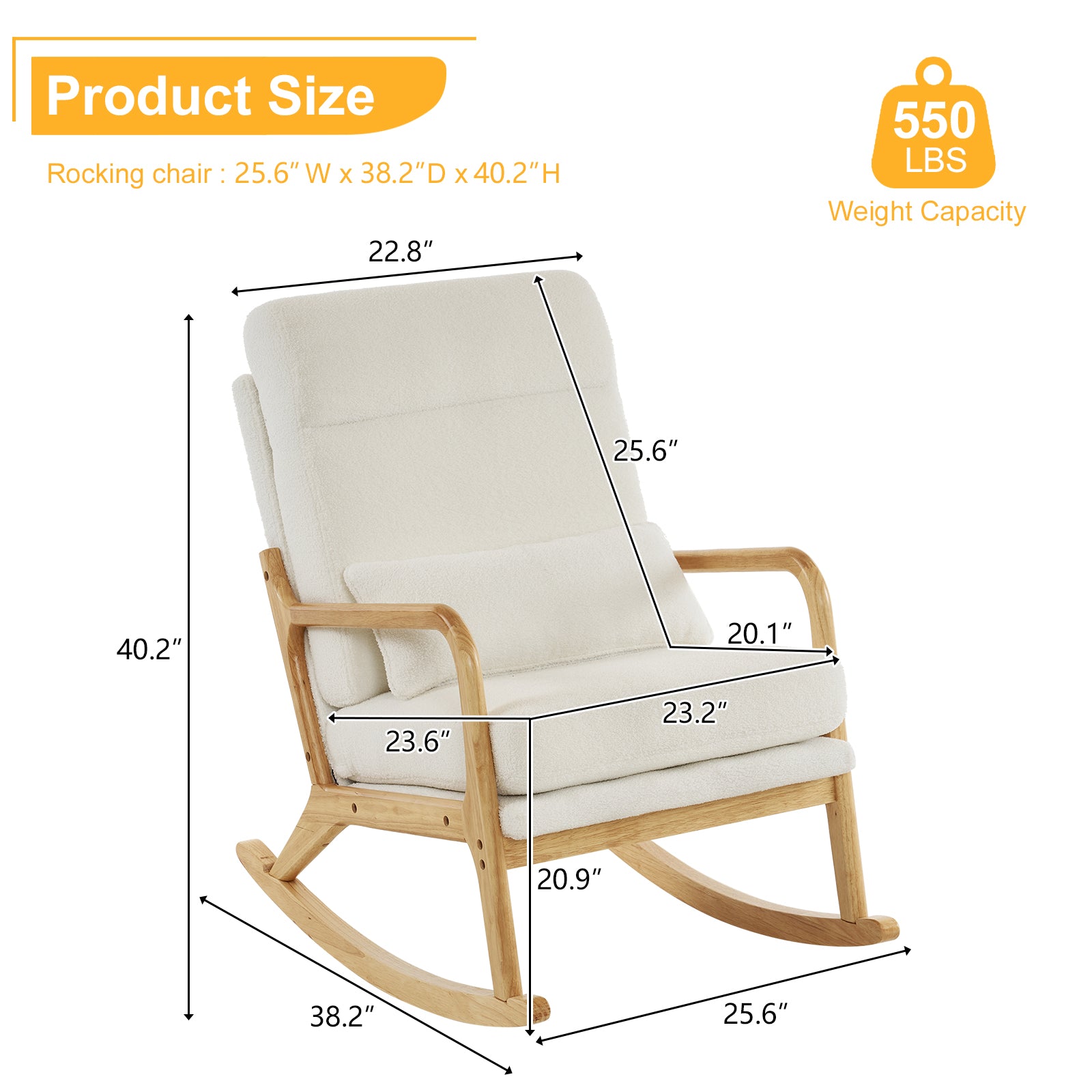  Dimensional drawing of the Comfy Rocking Chair