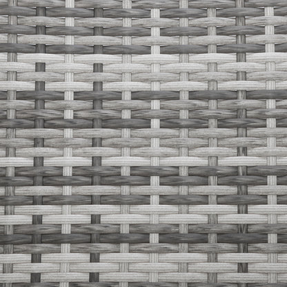 Close-up of the elegant PE wicker rattan design in gray color on the garden set.