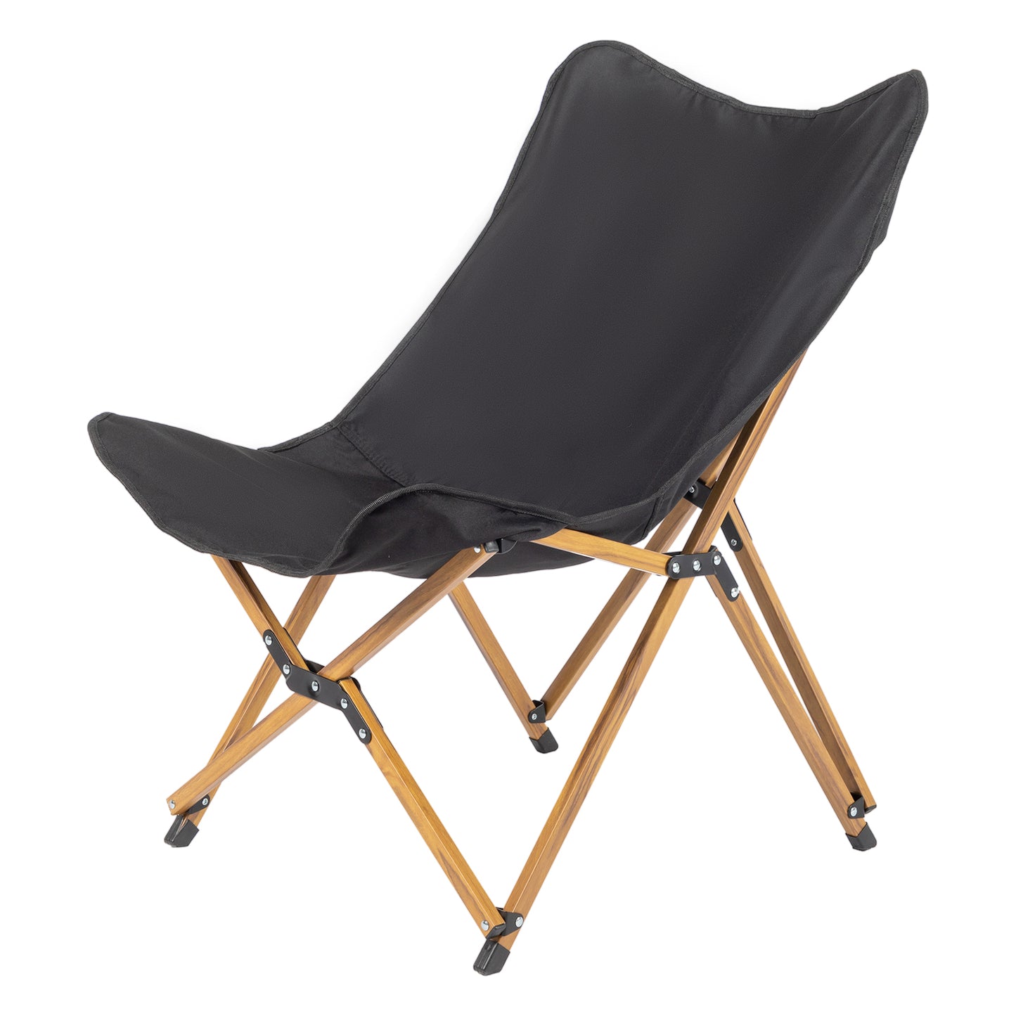 Explore Every Detail: Lightweight Folding Picnic Chair (Black), Angle View