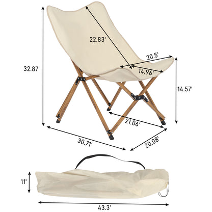 Lightweight Folding Picnic Chair with Wood Grain Accent