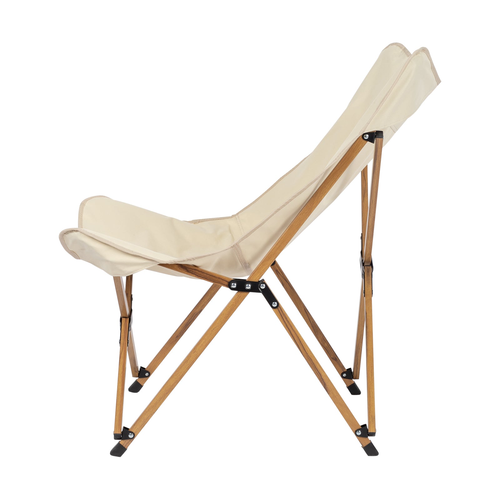 Sleek Design: Lightweight Folding Picnic Chair (Khaki), Side View