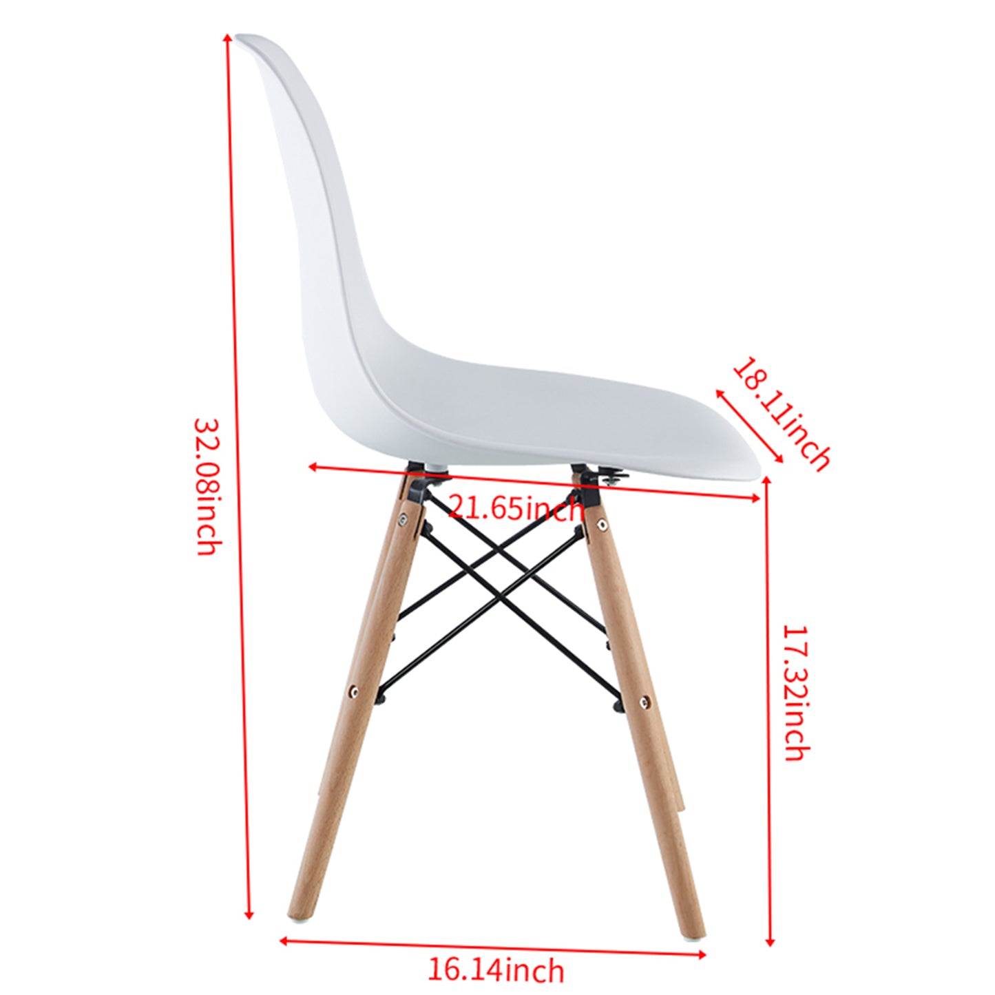 Dimensions of Modern White Set of 4 Chairs - Perfect Fit for Your Home or Office"