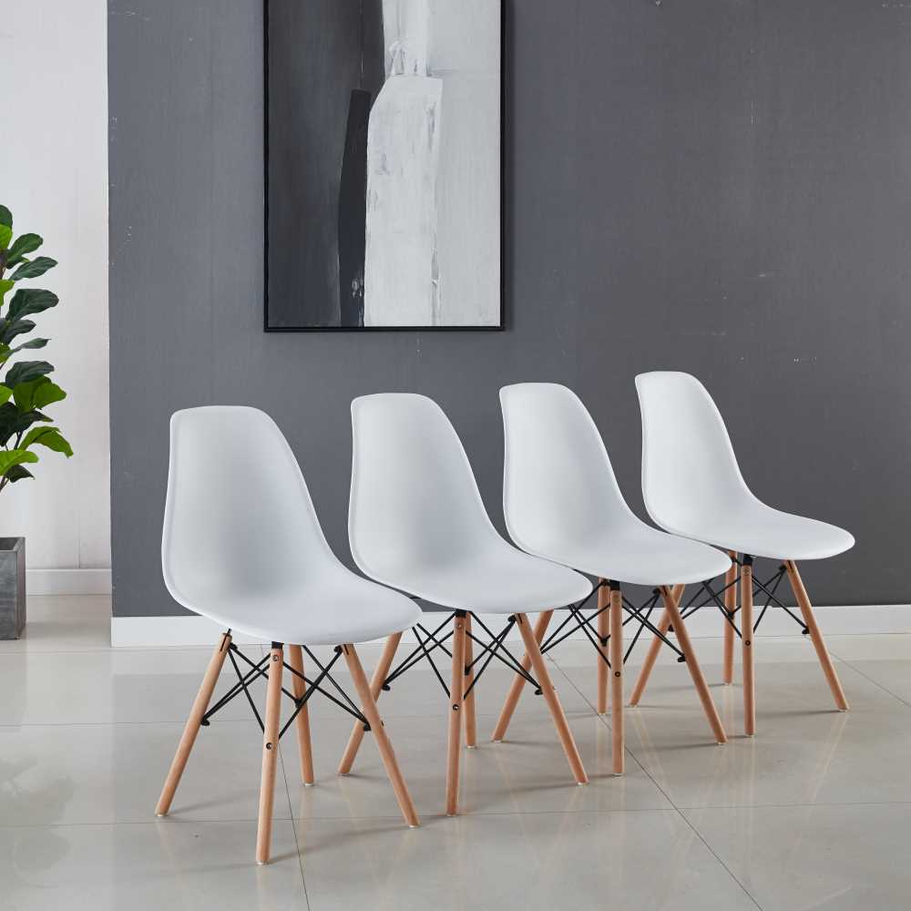 Set of 4 Chairs - Complete Your Space with Modern White Seating Solution