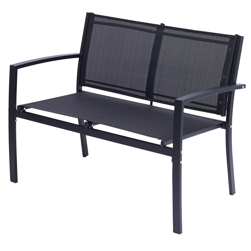 Loveseat sofa from black metal 4 person patio conversation set