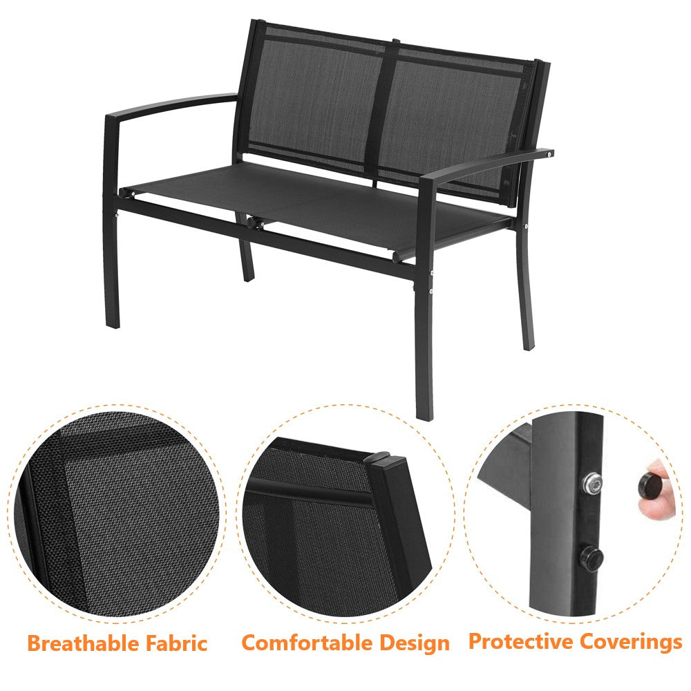 Features of black metal 4 person patio conversation set