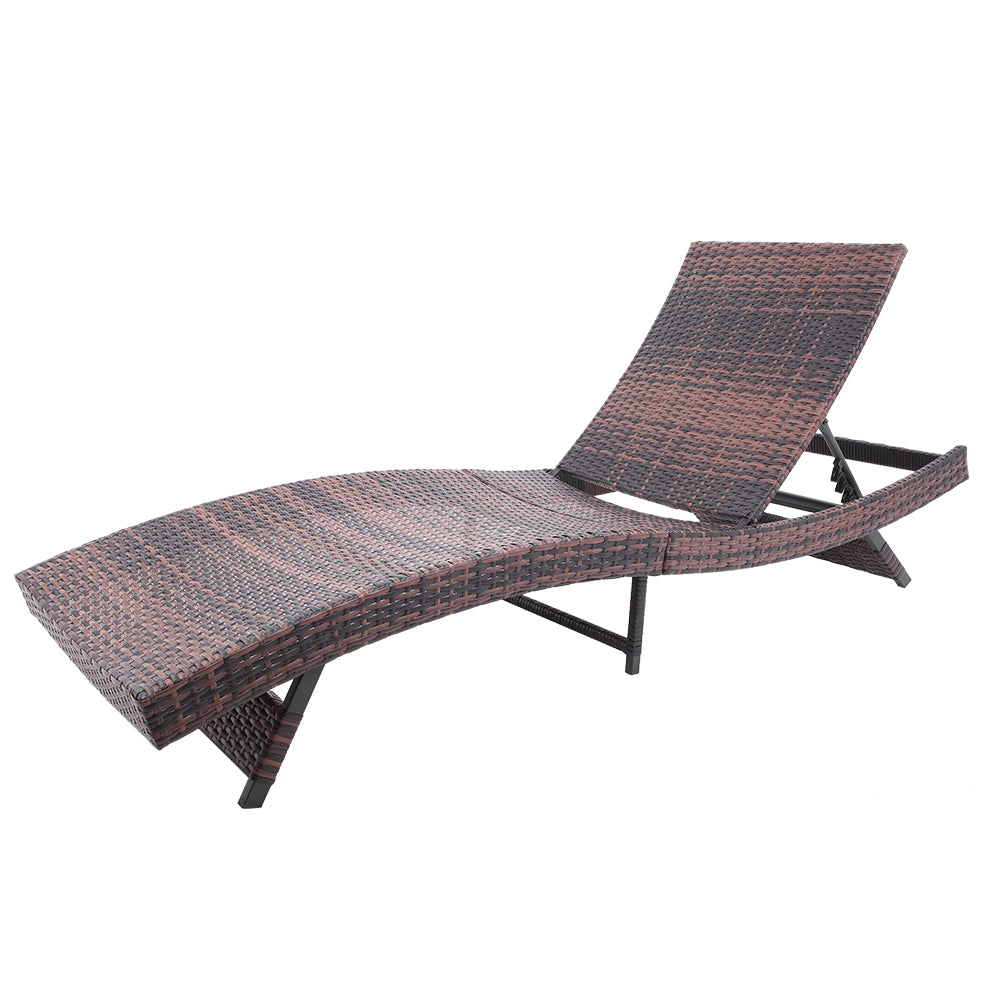 Angle view of Brown PE Wicker Reclining Chaise without cushions