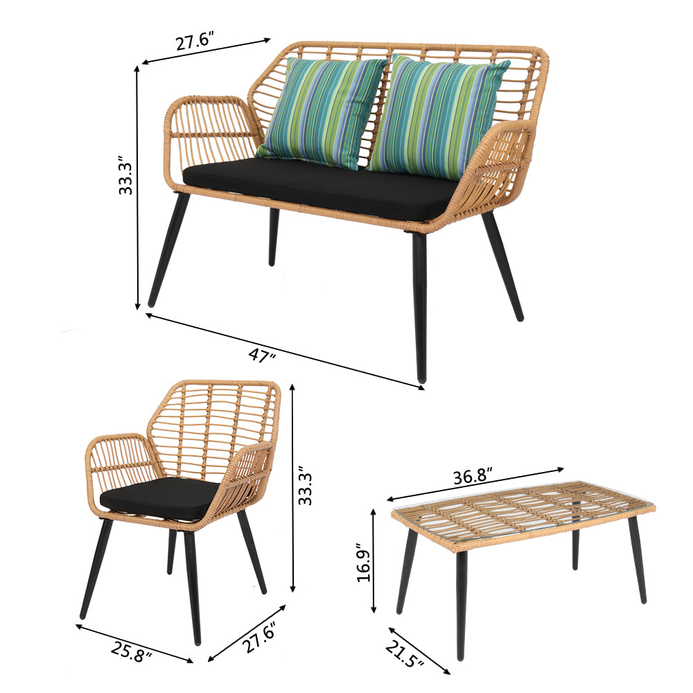 Dimensions of the Woven Rattan Garden Conversation Set