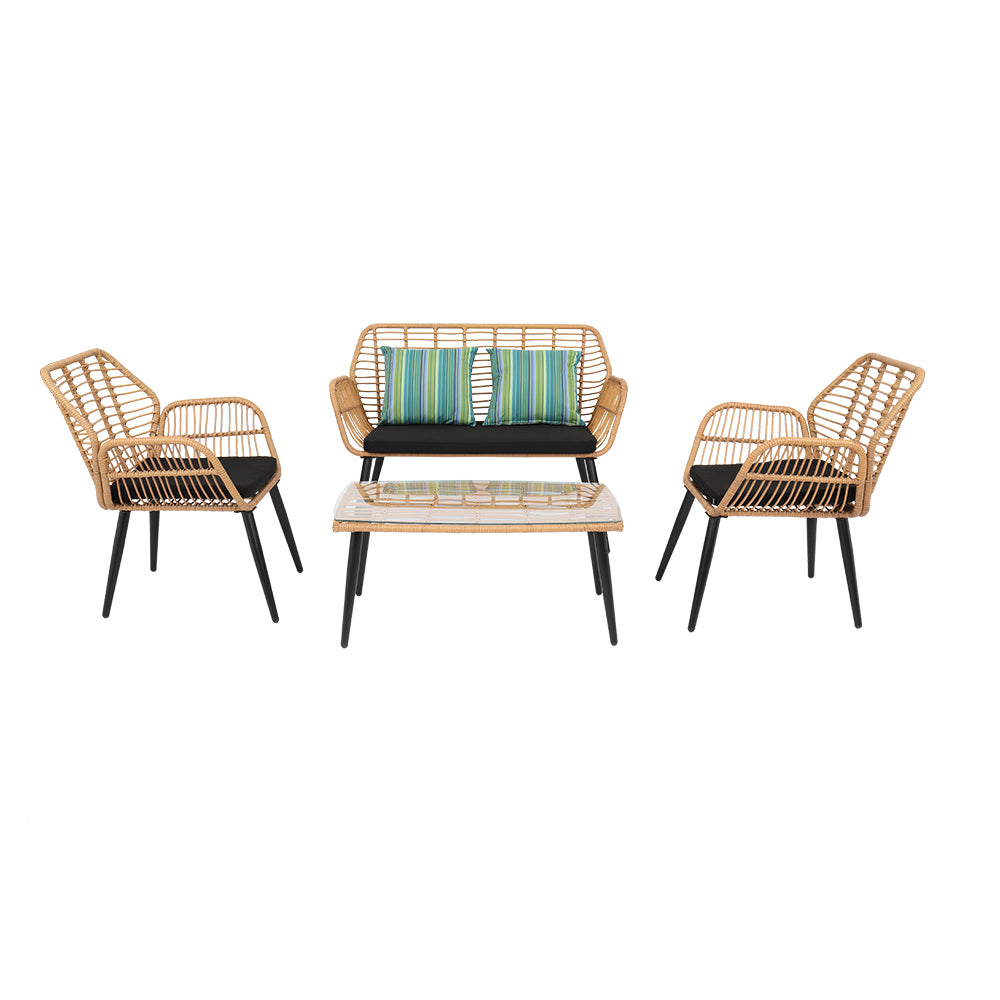 Woven Rattan Garden Conversation Set - outdoor furniture set